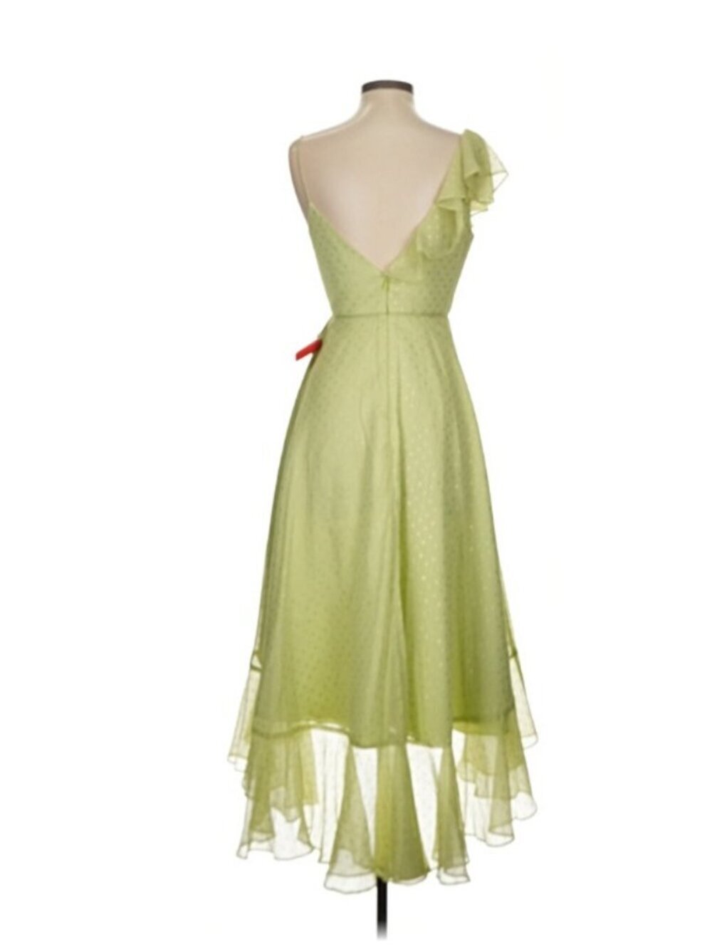 Mac Duggal Ruffle High Low Cocktail Dress Sz 0 Green NWT Formal Gala Bridesmaids - Picture 3 of 8